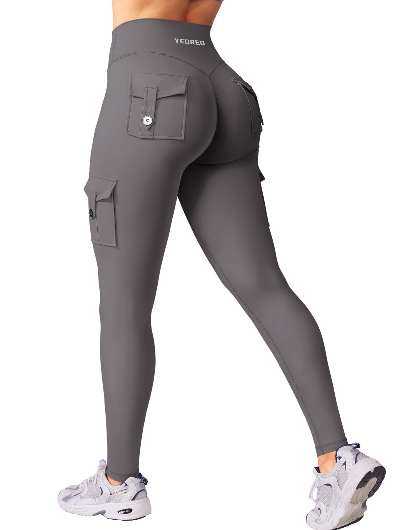 YEOREO CoreFlex Workout Cargo Leggings with Pockets for Women Hidden Scrunch Butt Lifting Leggings Gym Yoga Pants