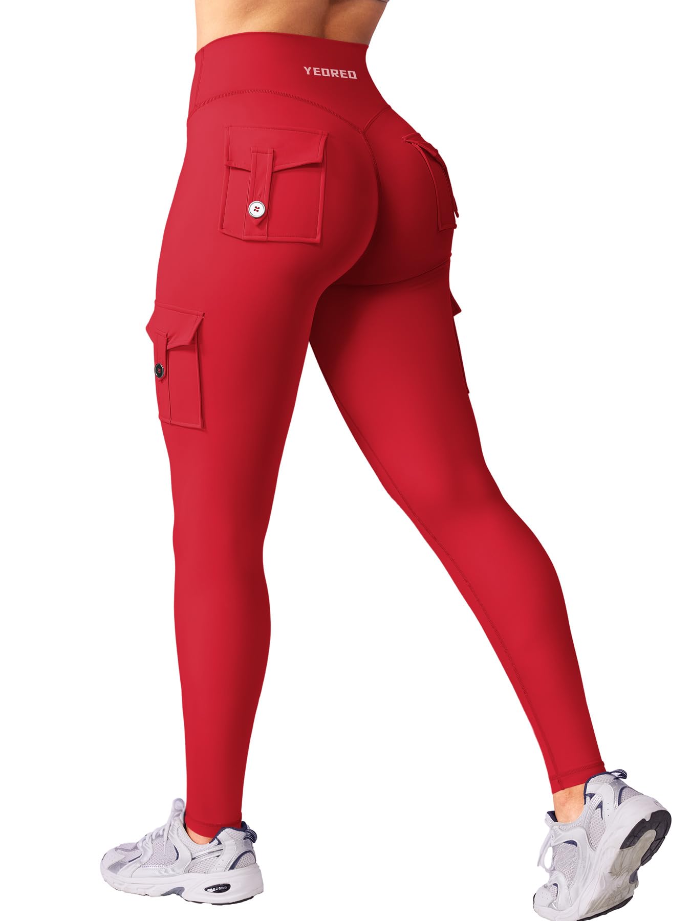 YEOREO CoreFlex Workout Cargo Leggings with Pockets for Women Hidden Scrunch Butt Lifting Leggings Gym Yoga Pants