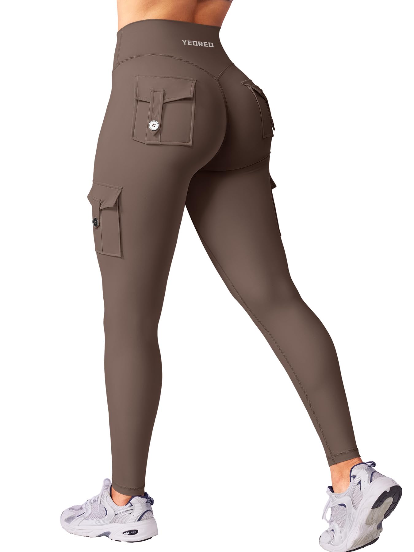 YEOREO CoreFlex Workout Cargo Leggings with Pockets for Women Hidden Scrunch Butt Lifting Leggings Gym Yoga Pants