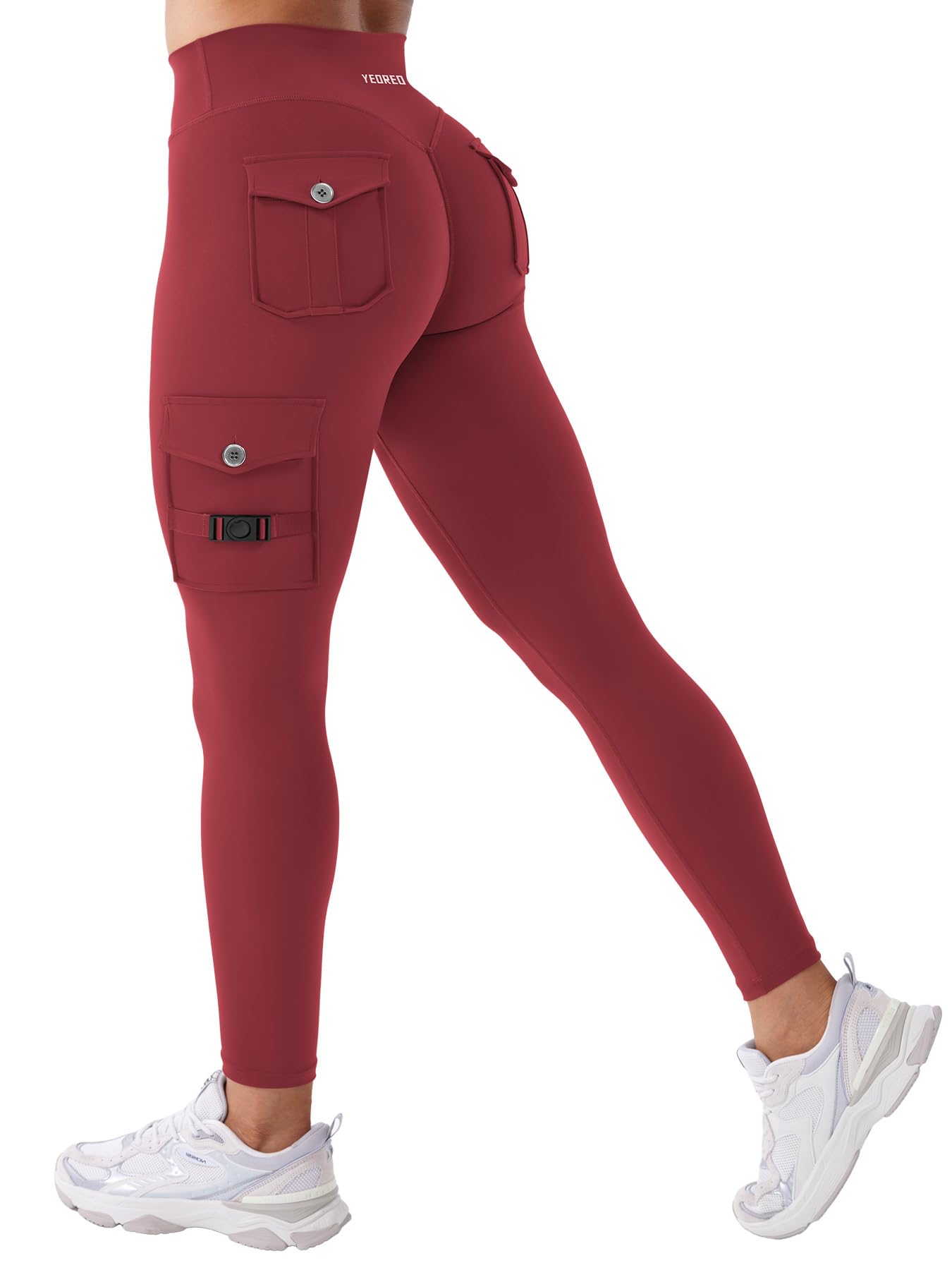 YEOREO CoreFlex Workout Cargo Leggings with Pockets for Women Hidden Scrunch Butt Lifting Leggings Gym Yoga Pants
