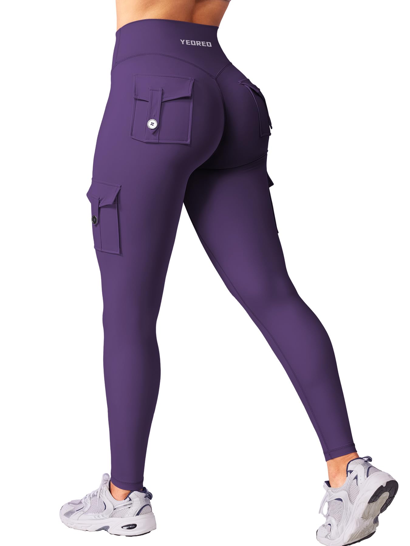 YEOREO CoreFlex Workout Cargo Leggings with Pockets for Women Hidden Scrunch Butt Lifting Leggings Gym Yoga Pants
