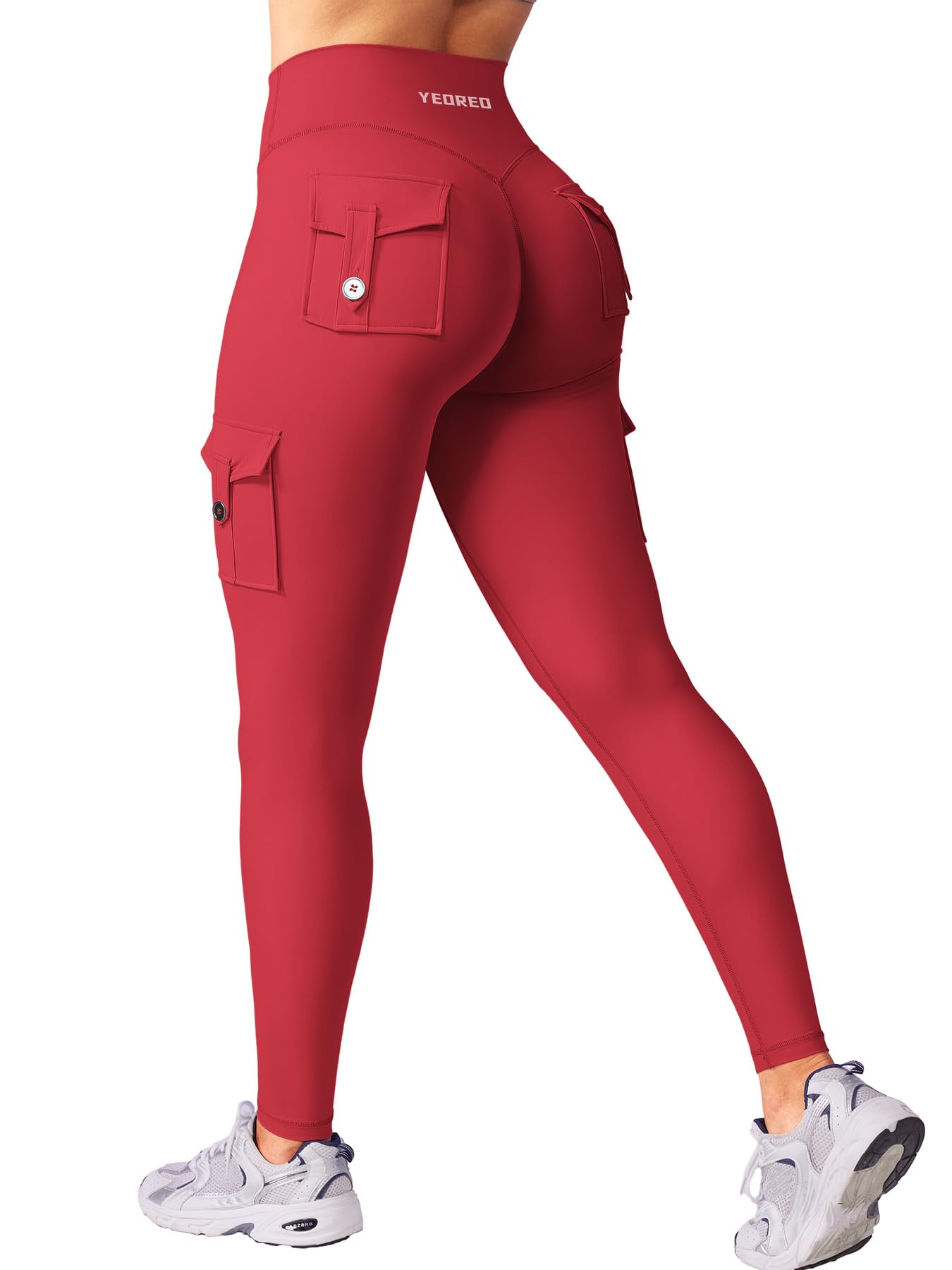 YEOREO CoreFlex Workout Cargo Leggings with Pockets for Women Hidden Scrunch Butt Lifting Leggings Gym Yoga Pants