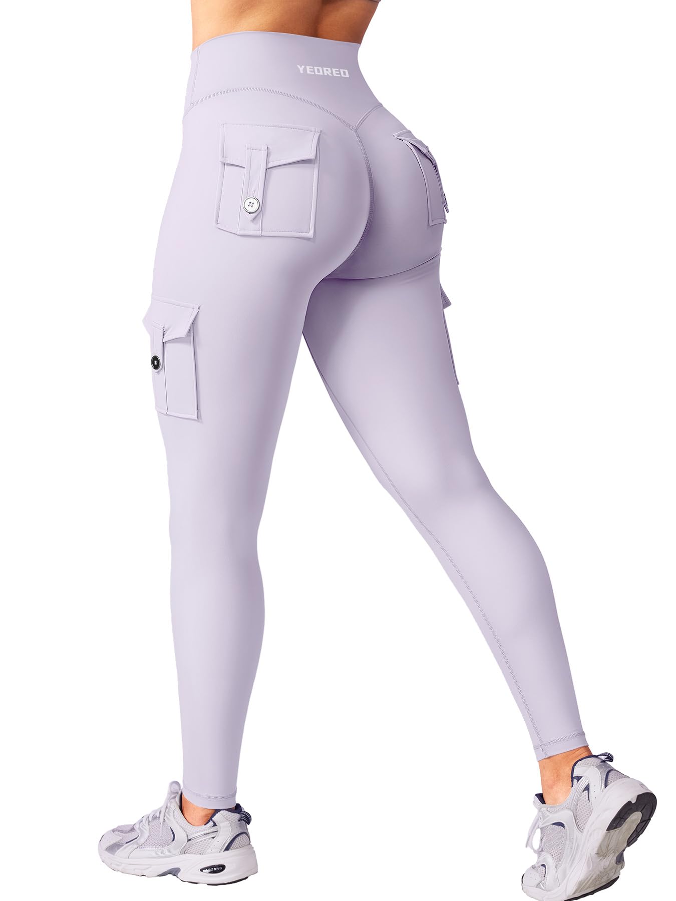 YEOREO CoreFlex Workout Cargo Leggings with Pockets for Women Hidden Scrunch Butt Lifting Leggings Gym Yoga Pants