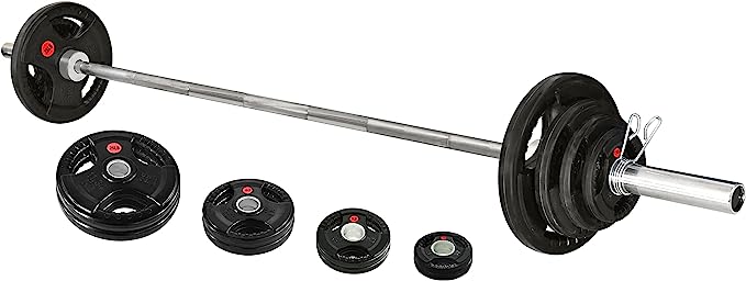 130 Lbs Fitness Cast Iron Olympic Weight Plates Including 7FT Olympic Barbell
