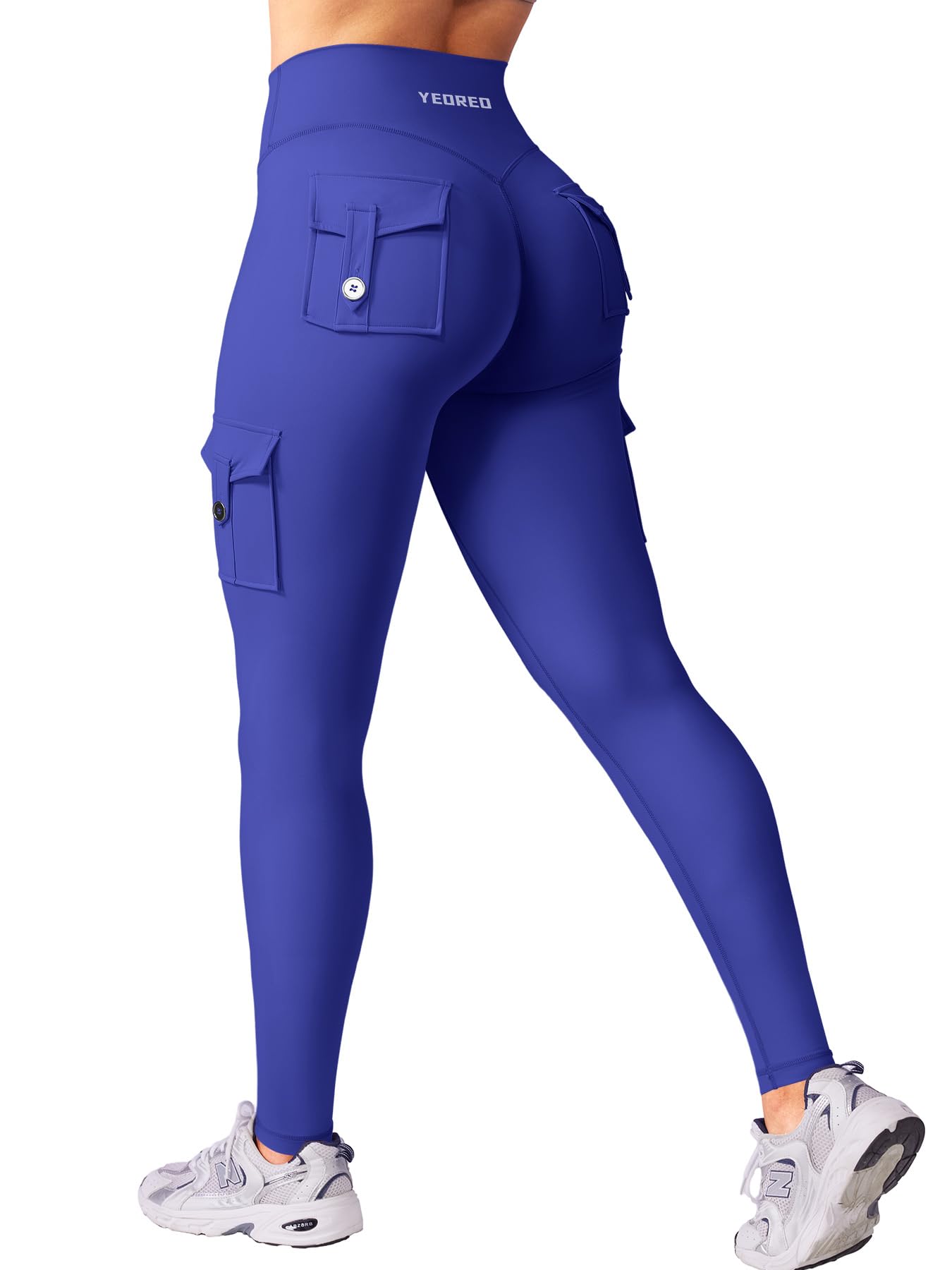 YEOREO CoreFlex Workout Cargo Leggings with Pockets for Women Hidden Scrunch Butt Lifting Leggings Gym Yoga Pants