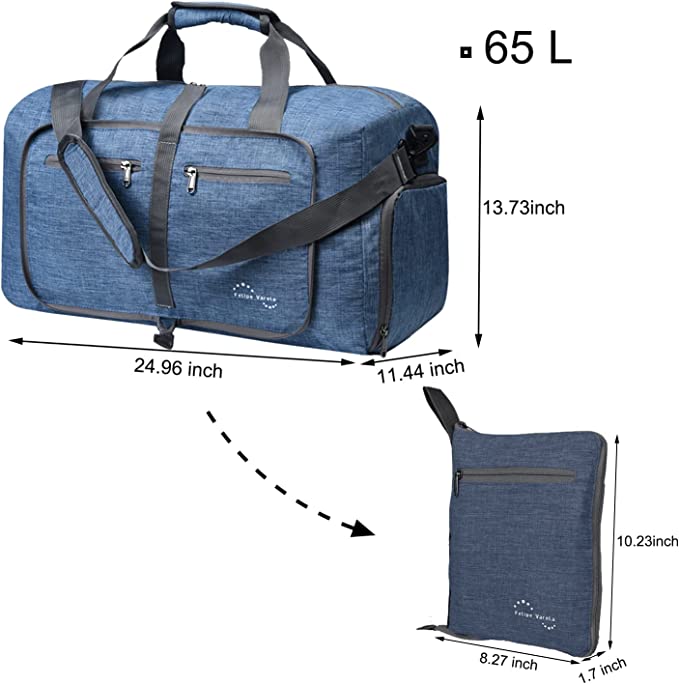 Felipe Varela 40L Duffle Bag with Shoes Compartment and Adjustable Strap,Foldable Travel Duffel Bags for Men Women,Waterproof Duffel Bags
