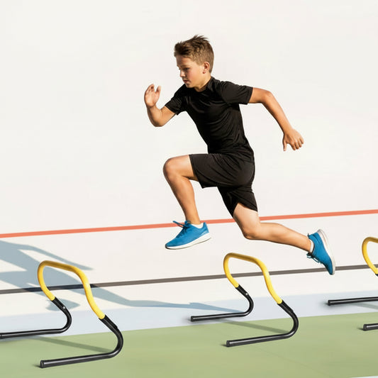 Enhance speed, agility, and coordination with BORNEW's Agility Speed Training Set featuring a 20ft ladder, 12 cones, 4 adjustable hurdles, and jump rope.