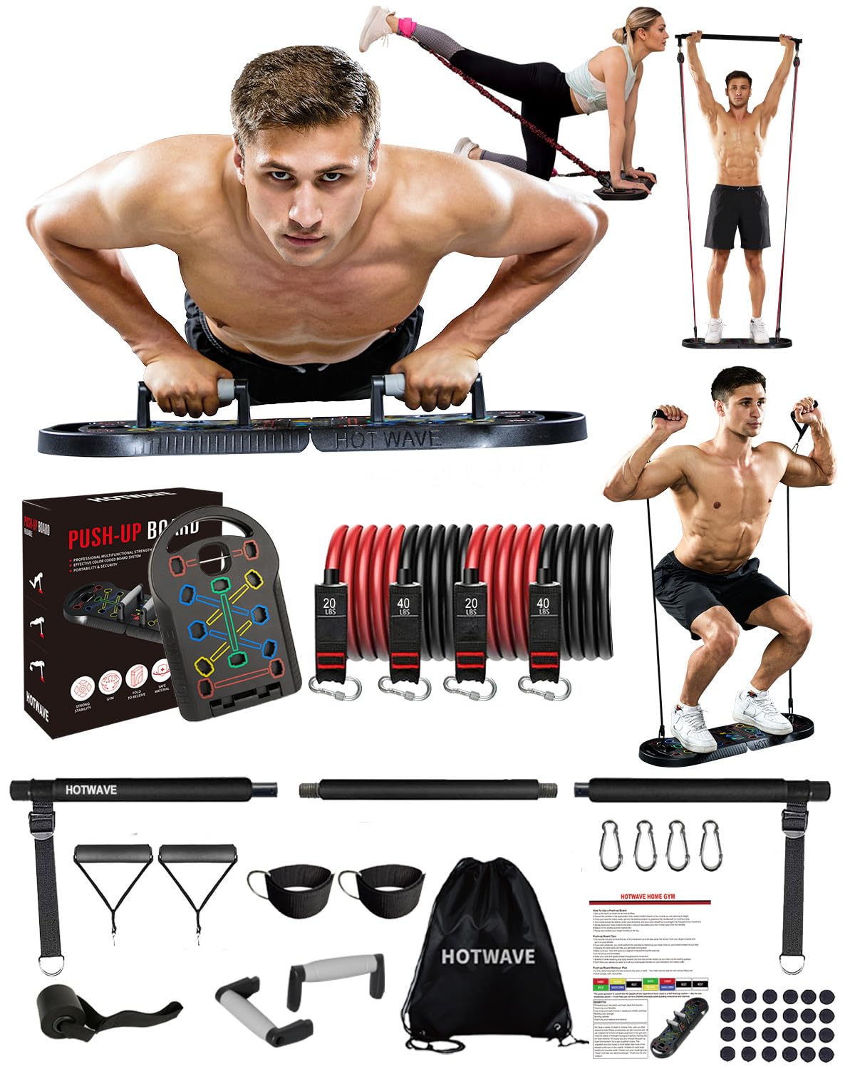 Push Up Board Fitness, Portable Foldable 20 in 1 Push Up Bar at Home Gym