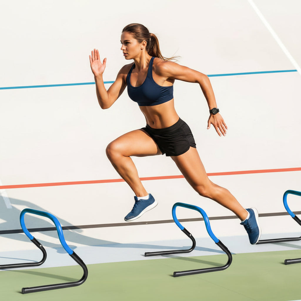 Enhance speed, agility, and coordination with BORNEW's Agility Speed Training Set featuring a 20ft ladder, 12 cones, 4 adjustable hurdles, and jump rope.