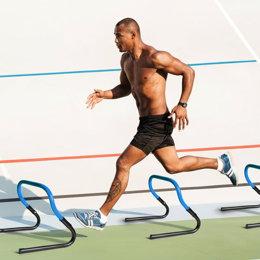 Enhance speed, agility, and coordination with BORNEW's Agility Speed Training Set featuring a 20ft ladder, 12 cones, 4 adjustable hurdles, and jump rope.
