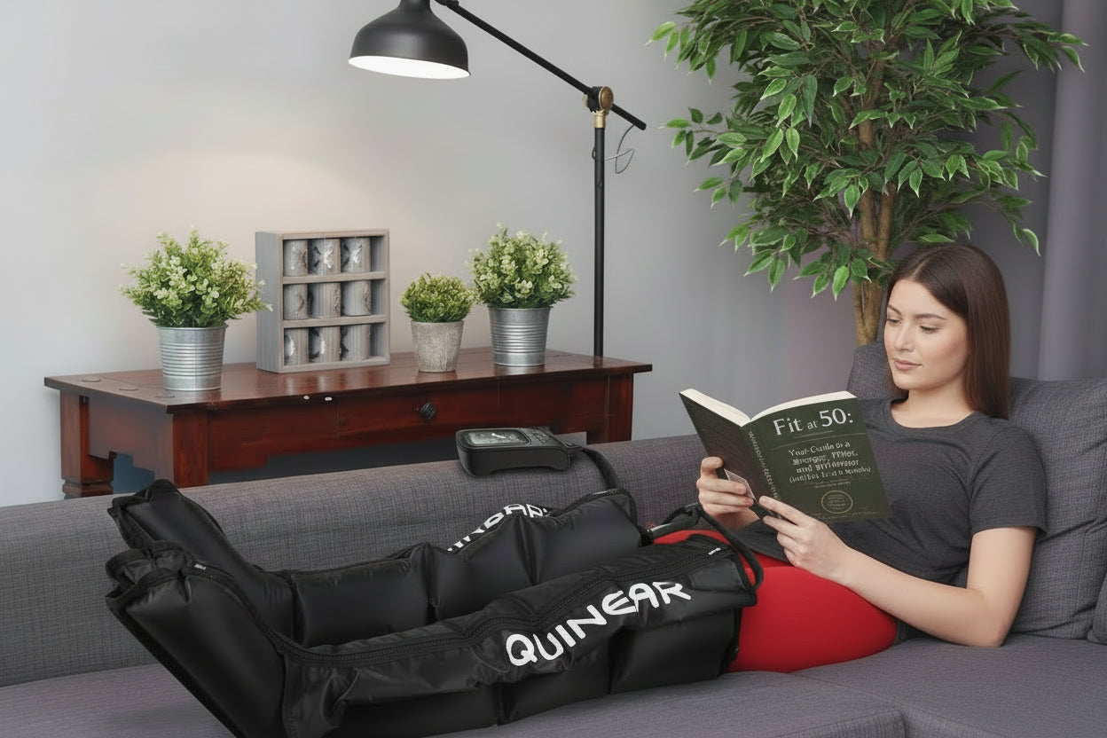 QUINEAR Air Compression Recovery System, Professional Sequential Device for Massage Therapy, Foot and Leg Recovery Boots to Improve Circulation for Athletes, FSA-HSA Eligible (Medium)
