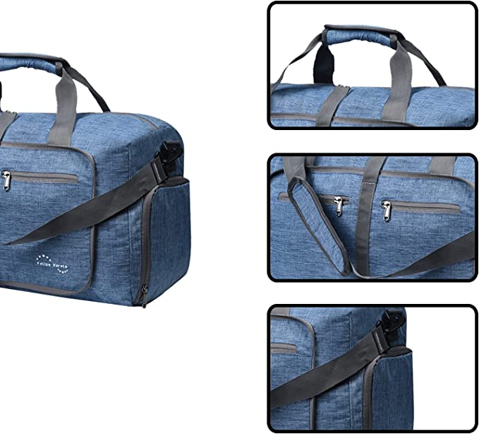 Felipe Varela 65L Duffle Bag with Shoes Compartment and Adjustable  Strap,Foldable Travel Duffel Bags for Men Women.