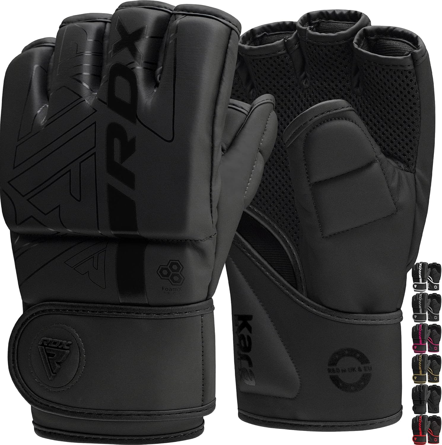 RDX F6 MMA Gloves – Multi-Sport Training Gear Versatile MMA gloves engineered for grappling, sparring, and striking. Pre-curved half-finger design enables seamless transitions between clinch work and bag training.