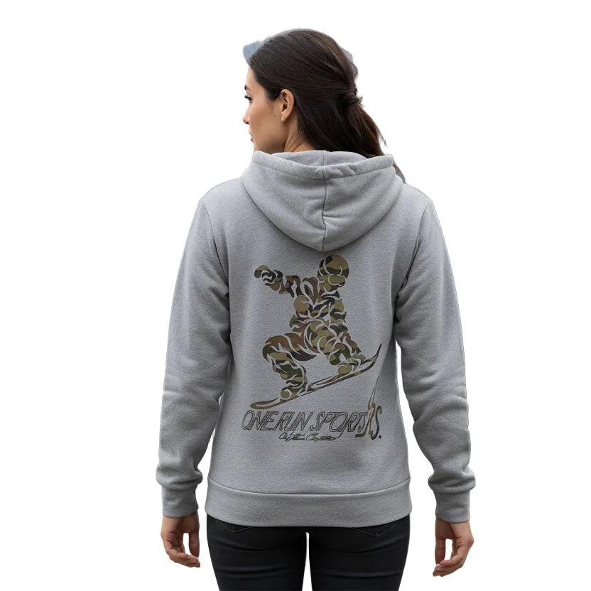 Lead Grey - BACK  CAMO HOODIE Unisex Pullover Hood 7.4 oz., 30 singles 80% cotton, 20% polyester 100% cotton face brushed back fleece Sueded jersey-lined hood with Natural drawcord 