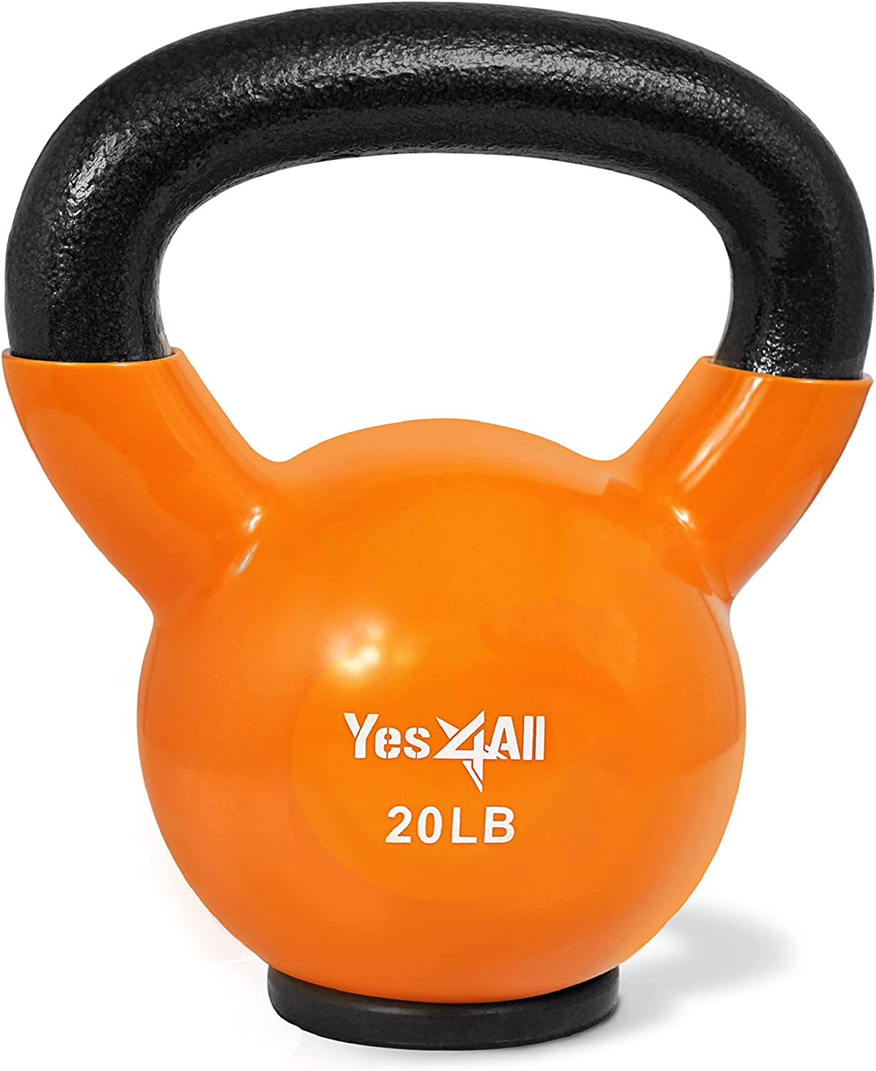 20 lbs Orange Vinyl Coated Kettlebell with Protective Rubber 20lbs