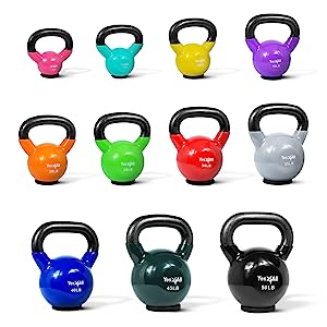 Yes4All Vinyl Multi Color Coated Kettlebell With Protective Rubber Base