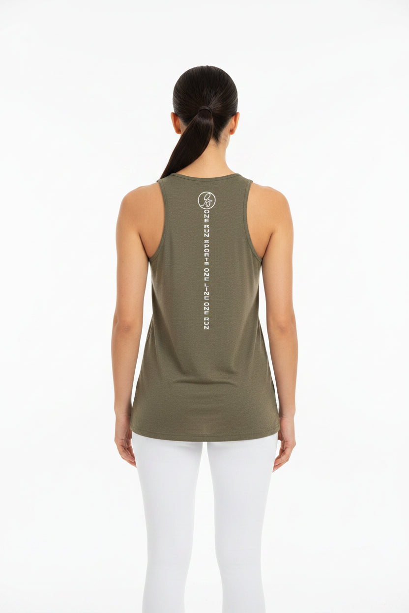 Heather Army - 101CVC - BACK OneRun Tank Top 2 is a refined, performance-minded women's tank designed for runners, gym days, and warm-weather layering. Built on the American Apparel