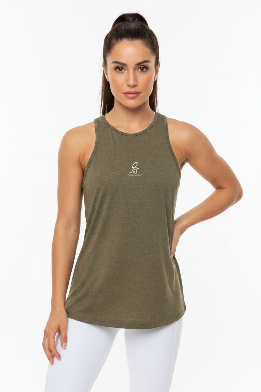 Heather Army -OneRun Tank Top 2 is a refined, performance-minded women's tank designed for runners, gym days, and warm-weather layering. Built on the American Apparel