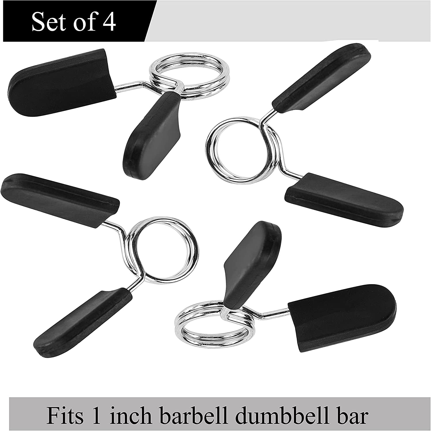 Eastygold Dumbbell Spring Clip Circlip Collars Barbell Weight Bars Clamps Clips Fitness Weightlifting Lock Buckle 1 Inch for Standard Bar Barbell Strength Training Gym Accessory