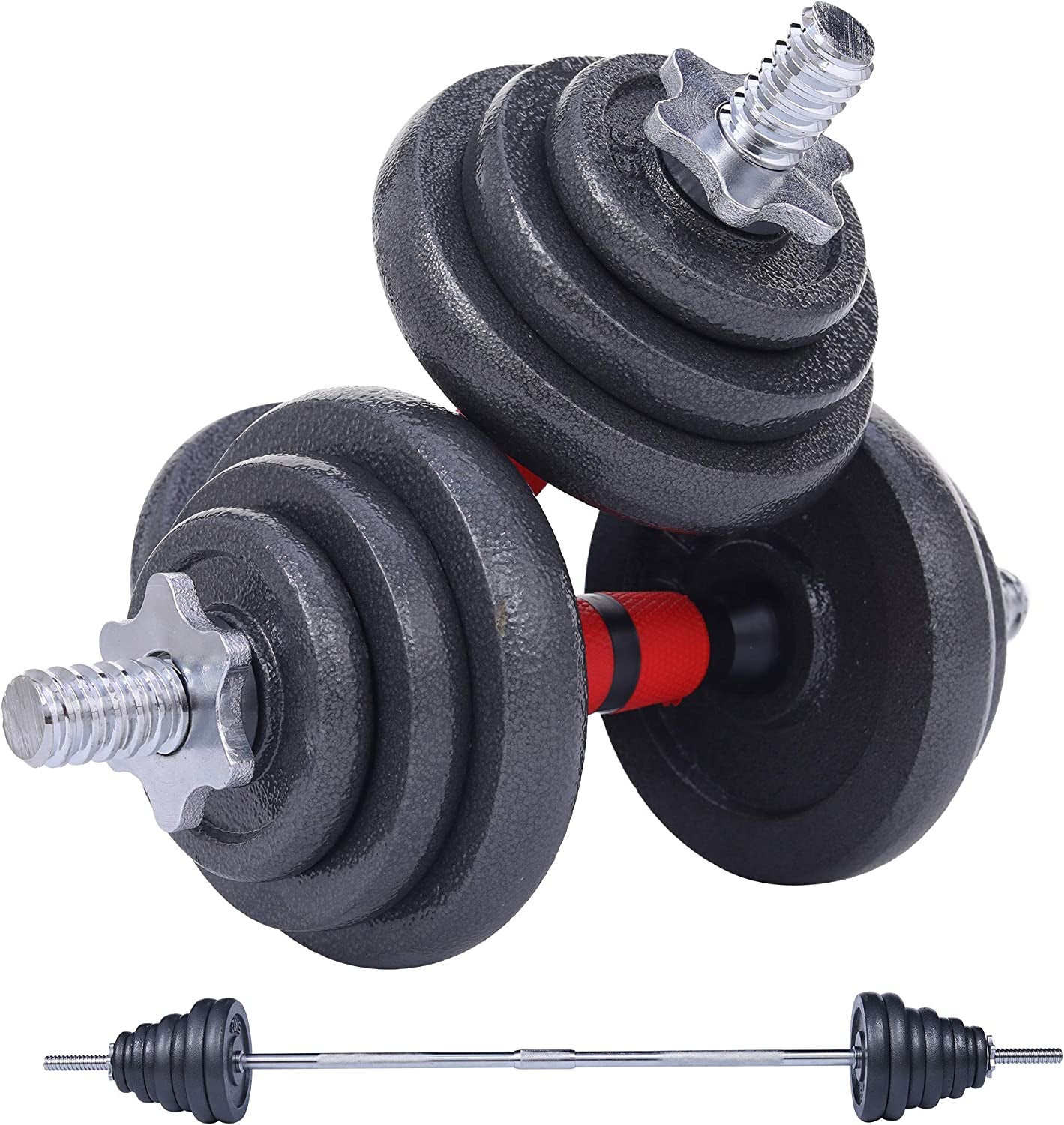 Nice C Barbell Weight Set, Dumbbell Set, Weights Adjustable 22/33/44/66/105 Lbs Home Gym 2 in 1, Anti-Slip Handle, All-Purpose, Office, Fitness