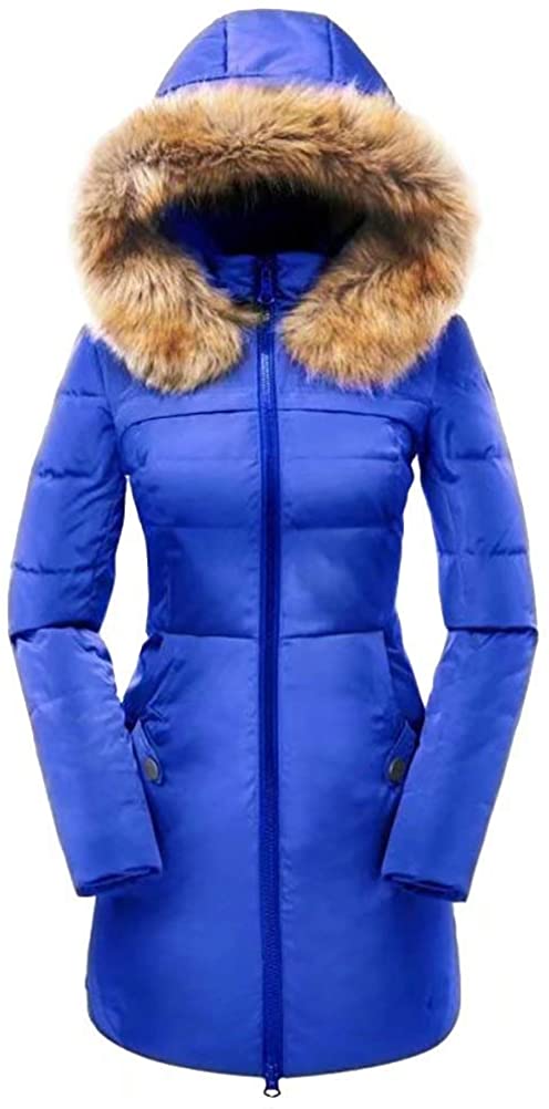 Women's Down Coat With Fur Hood - ONE RUN SPORTS LLC