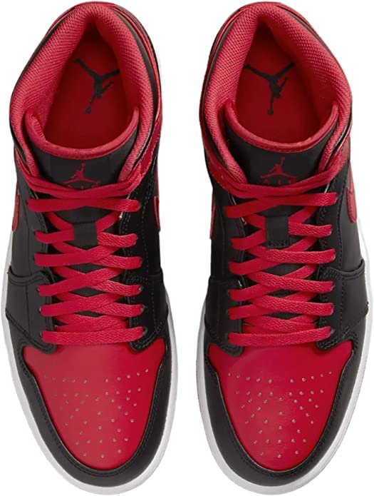 Jordan Nike Air 1 Mid Black-Fire Red-White