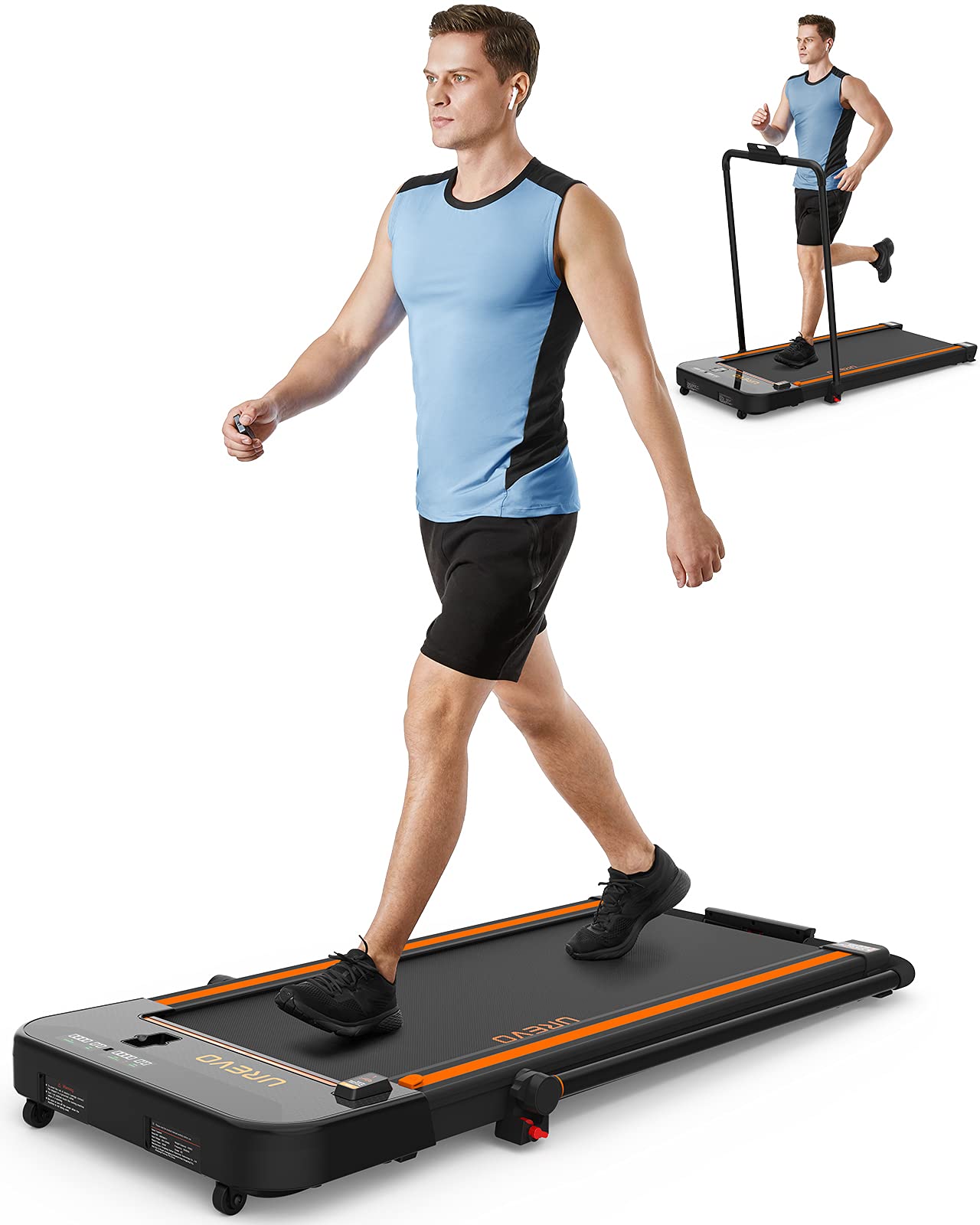 UR2.5HP Folding Electric Treadmill Walking Jogging Machine for Home Office with Remote Control Black