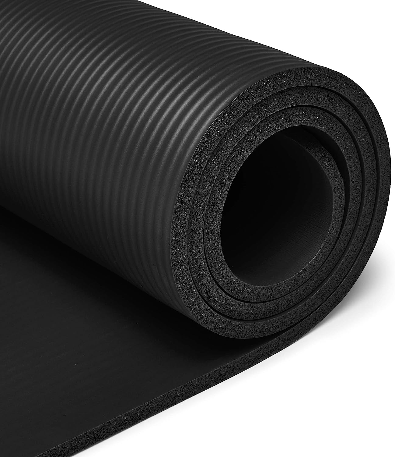 Black 1/2-Inch Extra Thick Exercise Yoga Mat