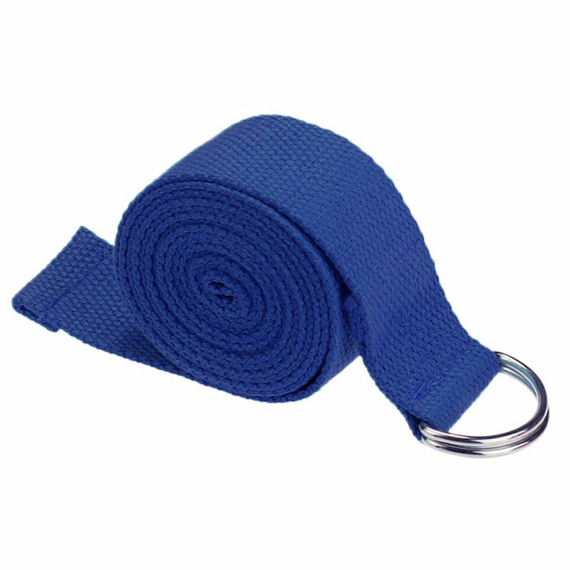 D-Ring Cotton Yoga Stretch Strap Training Belt Fitness Exercise Gym Equipment - Dark Blue
