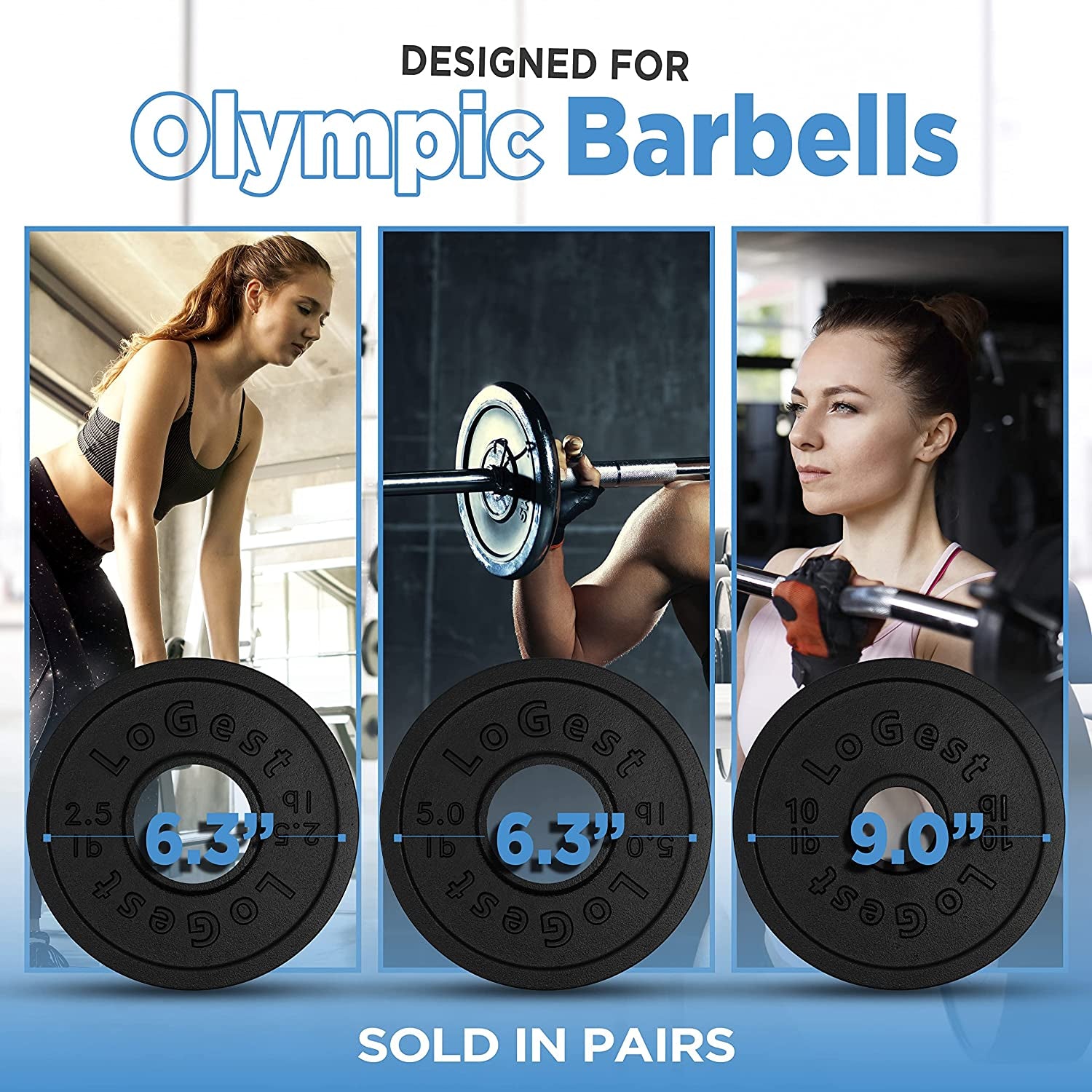 Pair Olympic Plates - Barbell Weights Set of 2 Weight Plates for Olympic Bars Perfect for Strength Training Plates Exercise Balance Available in 2.5LB 5LB 10LB Weight Plate