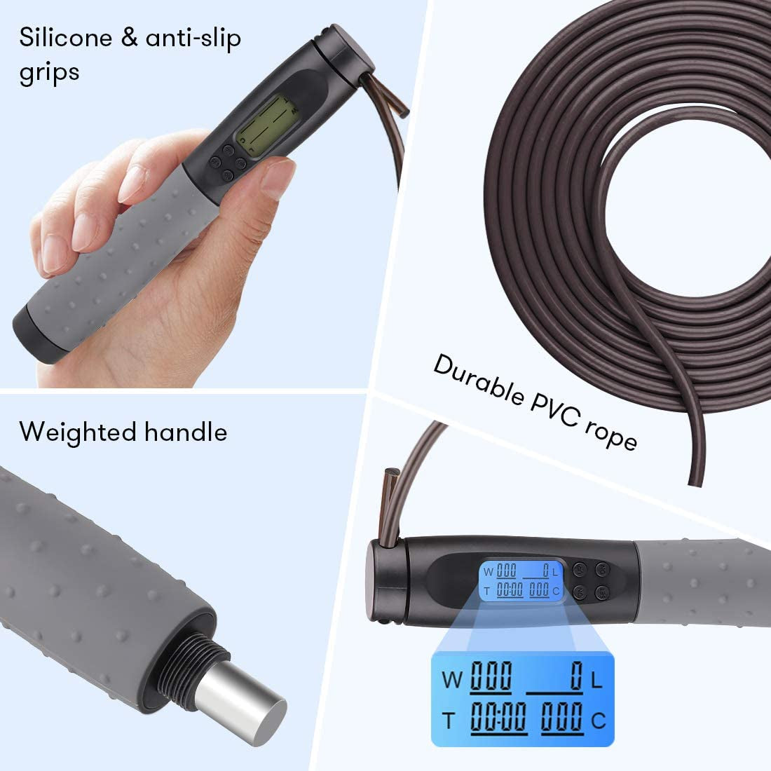 Adjustable Weighted Jump Rope with LCD Counter with Cordless Option. – ONE  RUN SPORTS LLC