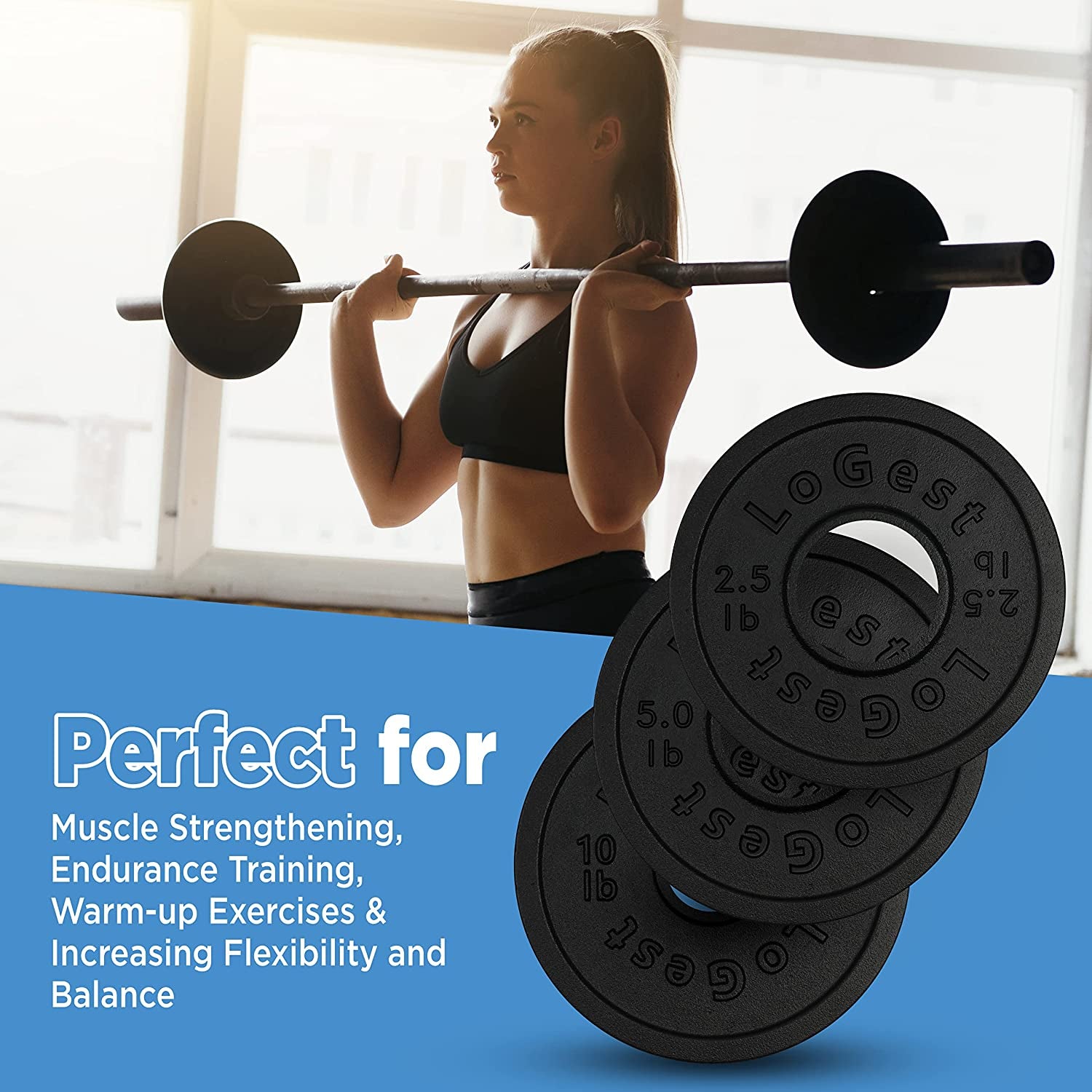 Pair Olympic Plates - Barbell Weights Set of 2 Weight Plates for Olympic Bars Perfect for Strength Training Plates Exercise Balance Available in 2.5LB 5LB 10LB Weight Plate