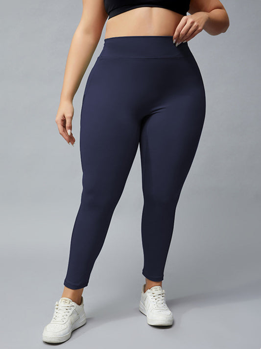 Women's Large Size Contrasting Color High Waist Hip Lifting Elastic Fitness Sports Yoga Pants